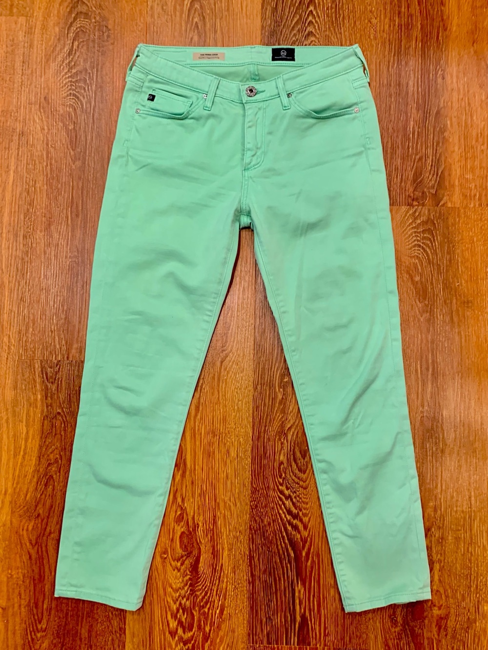 ADRIANO GOLDSCHMIED Prima Mid-Rise Cigarette Cropped Pant Women's 26 Mint Green